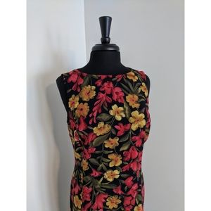 Liz Claiborne Red/Yellow Floral Sleeveless Dress